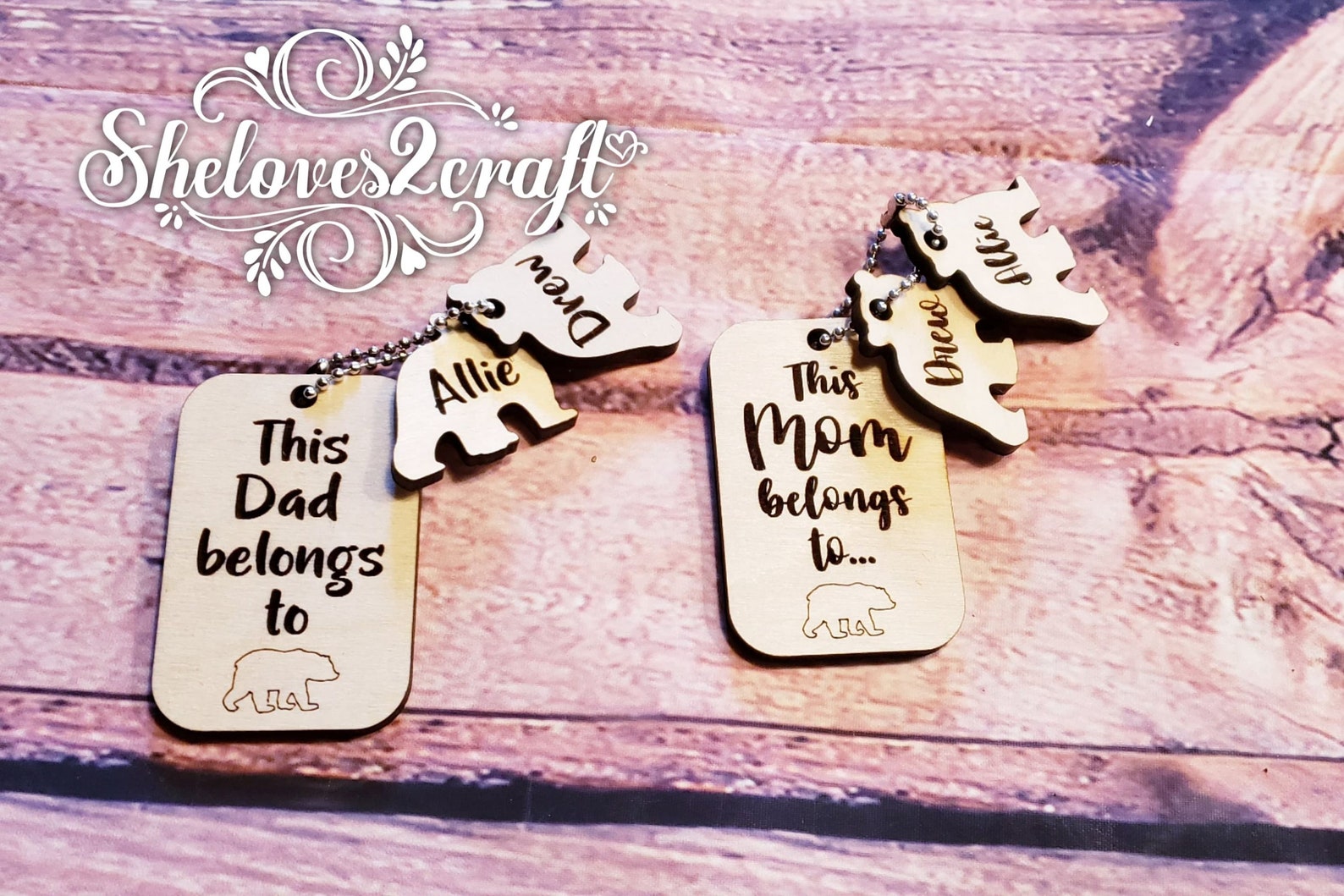 Download This Mom Dad belongs to bears Keychain SVG Laser | Etsy