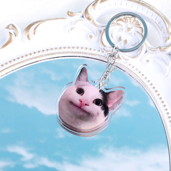 Polite Cat Viral Meme Keychain [Double Sided]