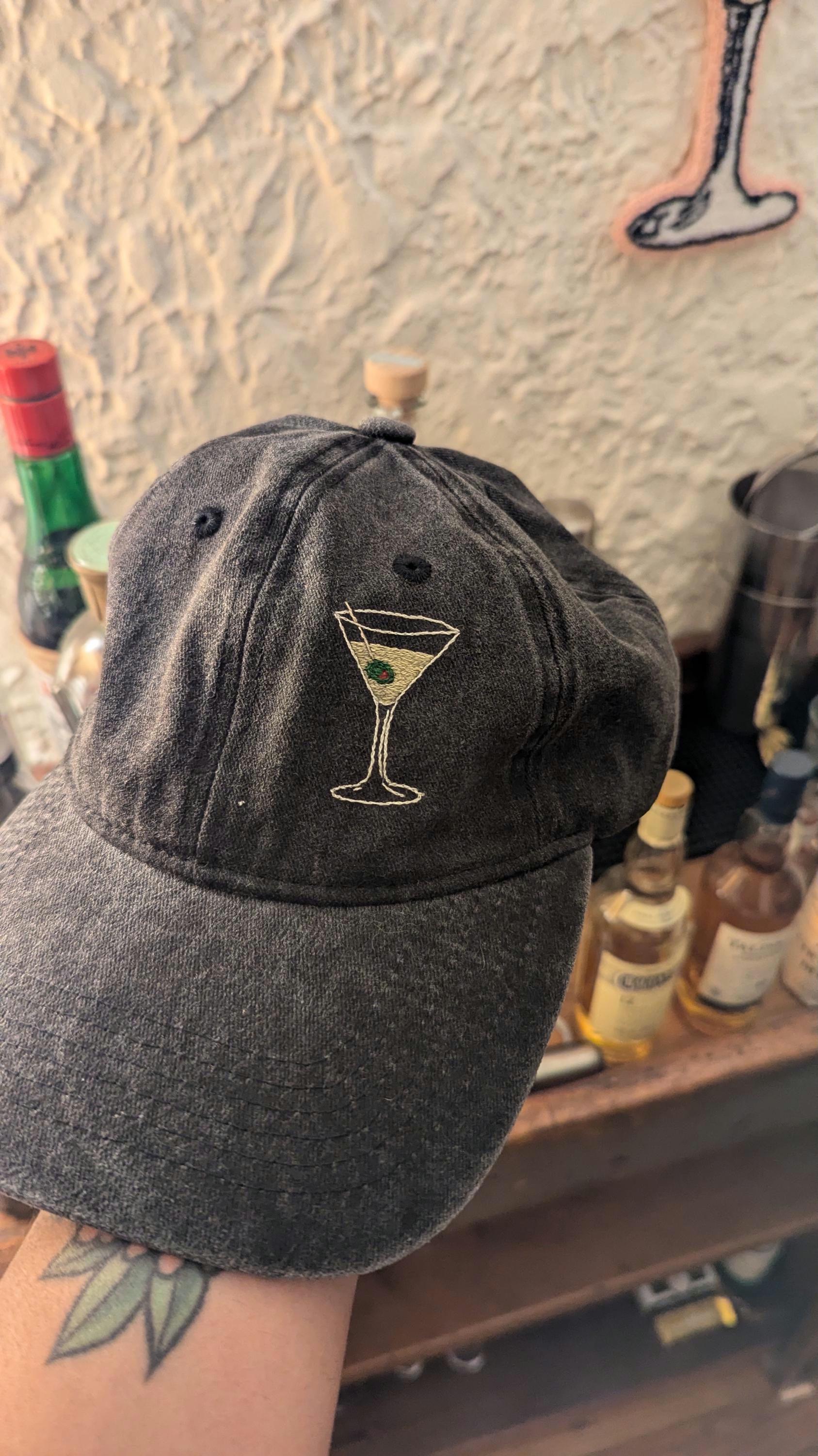 New Custom Designed Brushed Gray Baseball Cap with Embroidered Dirty Martini Dirty Martini Embroidered Baseball Cap - Adult Cotton Hat - Etsy main image 2