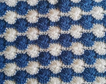 Handmade crochet Catherine Wheel baby blanket