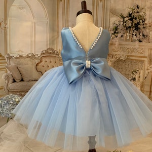 Soft Blue  Pearl Baby Girl Tutu Dress