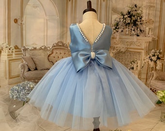 Soft Blue  Pearl Baby Girl Tutu Dress