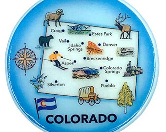 Colorado State Map Christmas Tree Ornament - Art Glass Light Catcher Glass Ornament Holiday Gift