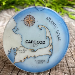 Cape Cod Karte Weihnachtsbaumschmuck - Kunstglas Lichtfänger Glasschmuck Weihnachtsgeschenk