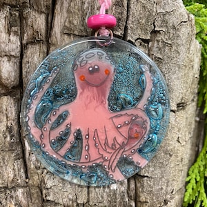 Octopus Christmas Tree Ornament - Art Glass Light Catcher Glass Ornament Holiday Gift