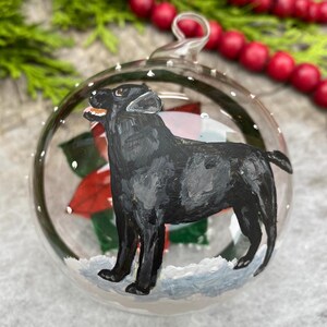 Black Labrador Retriever Dog Glass Ornament – Austrian Glass Blown Hand Painted Art - Hand Painted Limited Edition