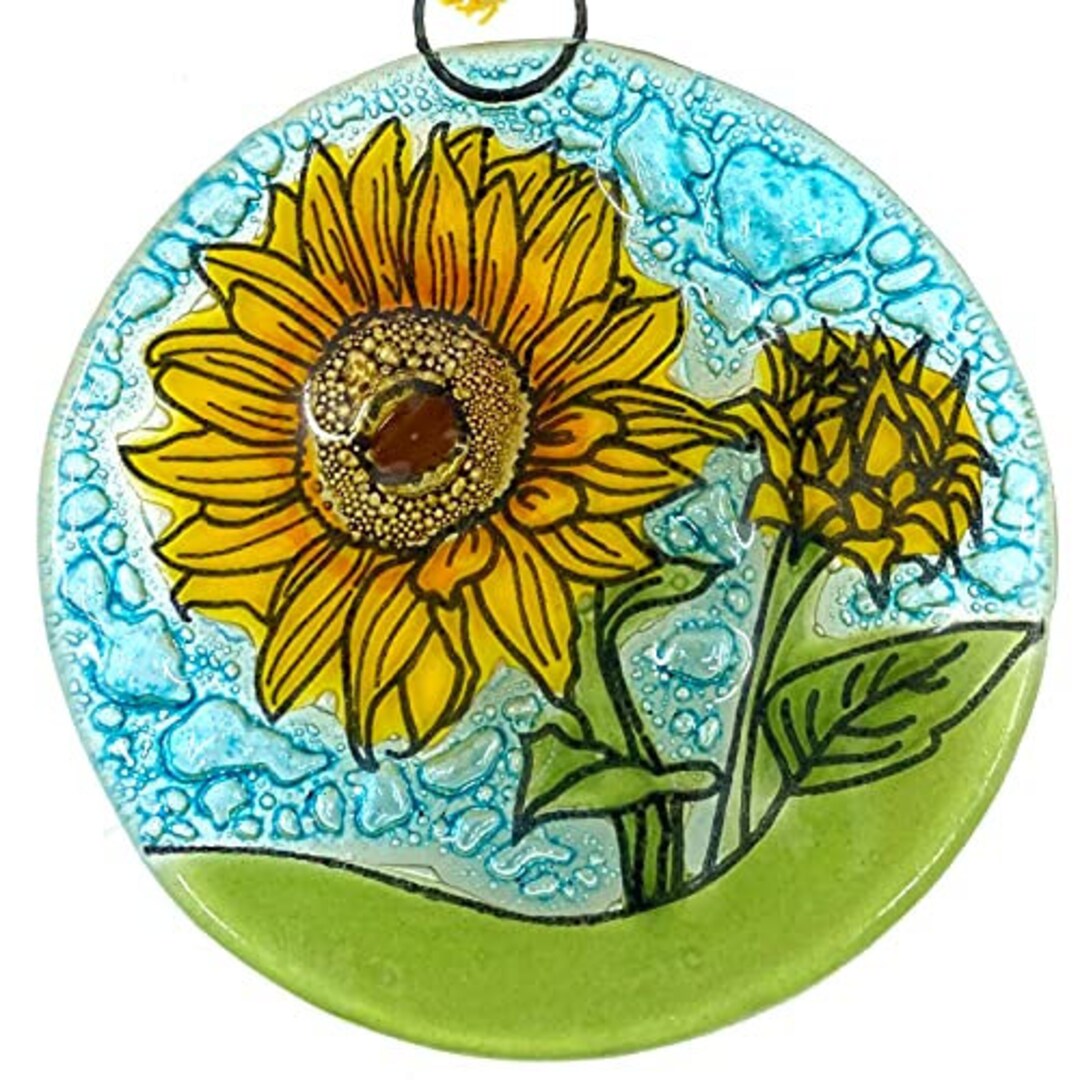Sunflower Christmas Tree Ornament Art Glass Light Catcher Etsy