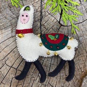 Alpaca Ornament for Holiday Christmas Tree - Handmade Detailed Embroidery and Beading Gift