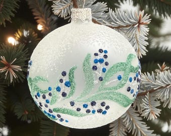 Blueberry Blown Glass Ornament - European Mouth-Blown Glass Ball