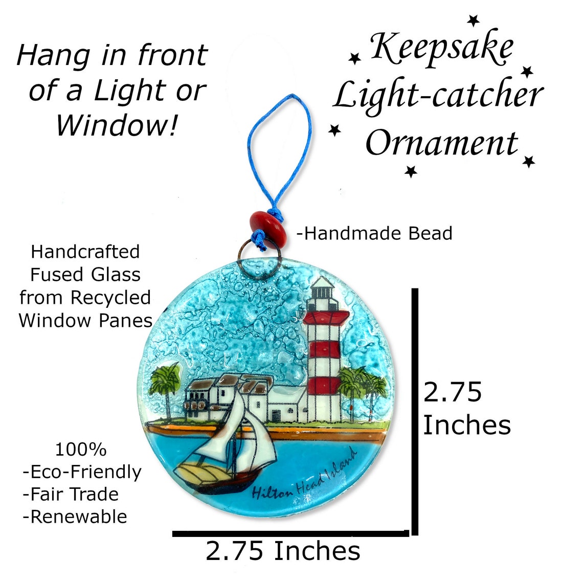 Hilton Head Island Christmas Tree Glass Ornament Art Glass Etsy