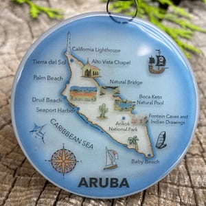 Aruba kerstboomornament - kunstglas lichtvanger kaart hangende decoratie gesmolten gerecycled glas decoratie cadeau