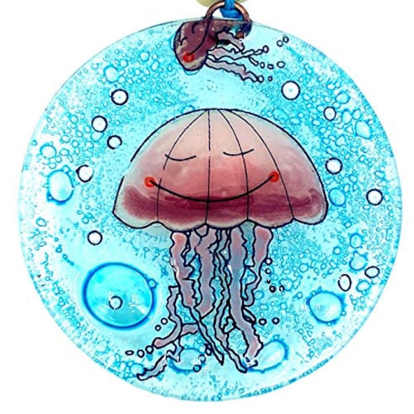 Jellyfish Christmas Tree Ornament - Art Glass Light Catcher Glass Ornament Holiday Gift