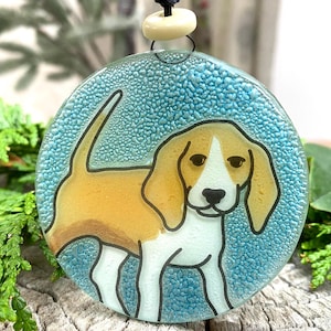 Beagle Puppy Dog Christmas Tree Ornament - Art Glass Light Catcher Glass Ornament Holiday Gift