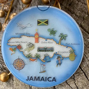 Jamaica kaart kerstboomornament - kunstglas lichtvanger gesmolten gerecycled glas decoratie cadeau