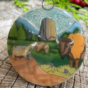 Devil&#39;s Tower National Monument Lighthouse Christmas Tree Ornament - Art Glass Light Catcher