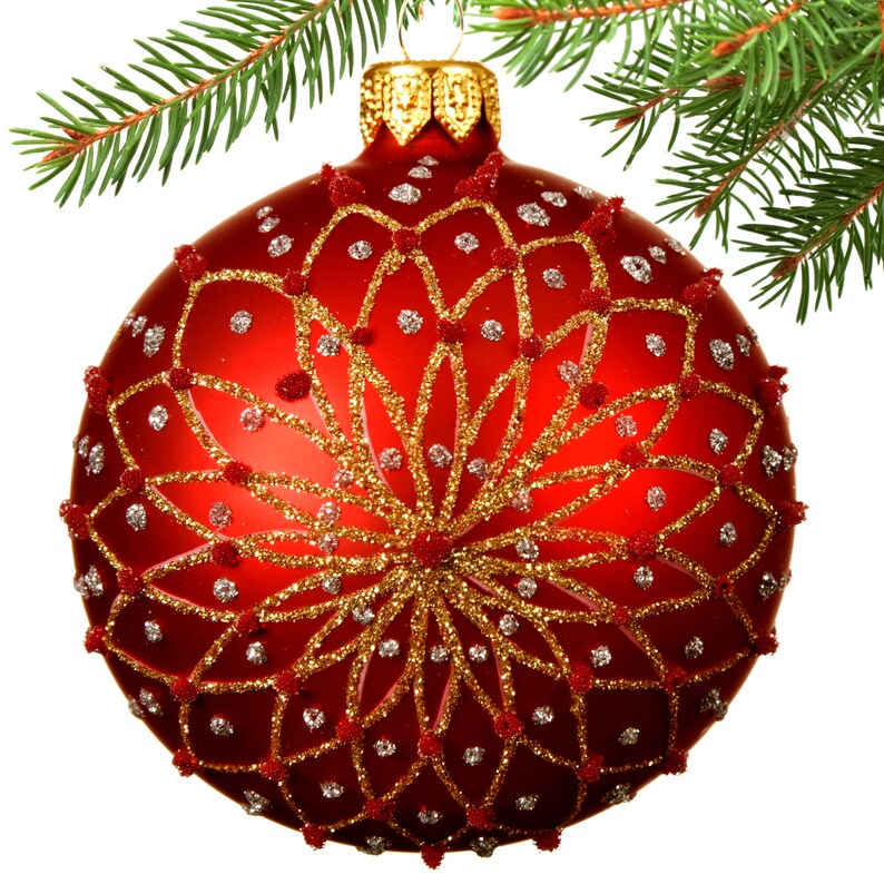 Red and Green Mouth Blown Glass Ornaments Set of 2 Star Etsy