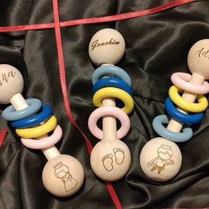 Personalized wooden rattle