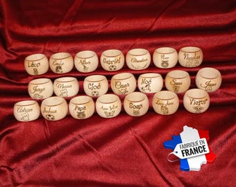 Rond de Serviette Bois Personnalisé,Anneau  Bois Personnalisé Cadeau Unique Mariage, Anniversaire, Fête des Pères,Mères,Grand-Parents.