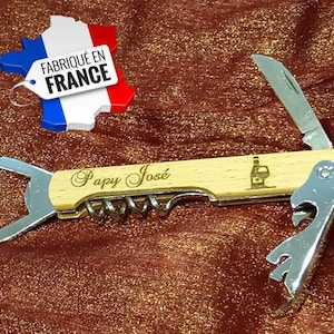 Tire-bouchon limonadier prénom personnalisé en bois gravé. Cadeau unique et pratique pour la Fête des Pères, mariage, occasions spéciales
