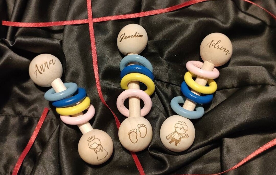Personalized Wooden Rattle With Name, Baby Name Gift, Ideal for Birth ...