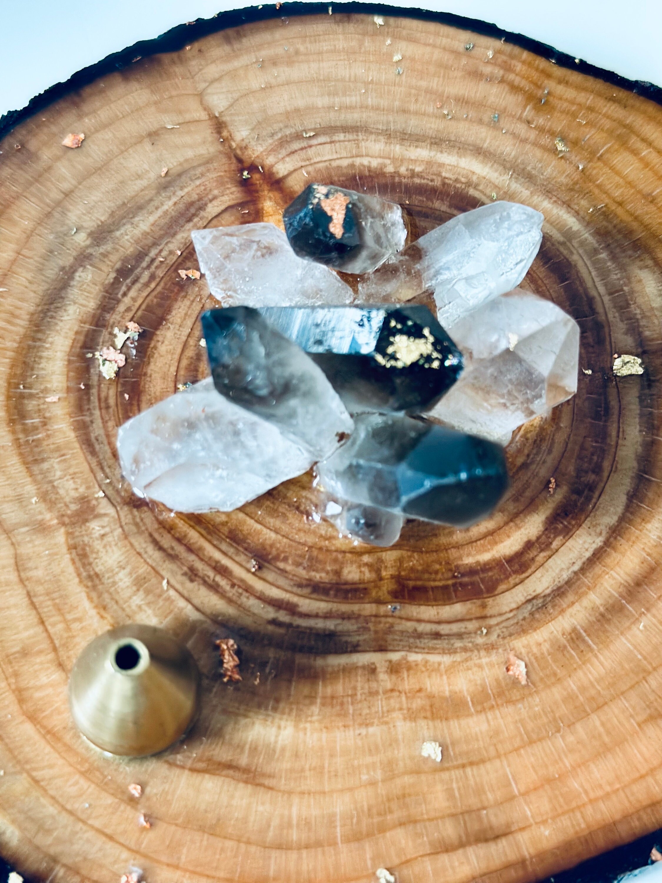 Healing Smoky Quartz Crystal & Brass Incense Stand - Etsy