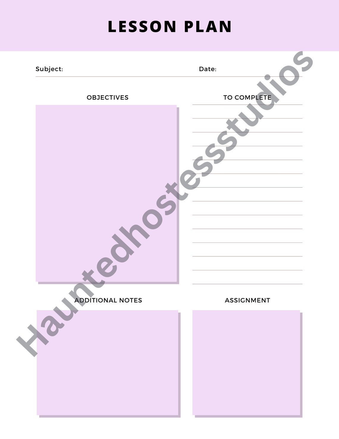 Pink Teacher Lesson Planner Page - Printable Digital Download for ...