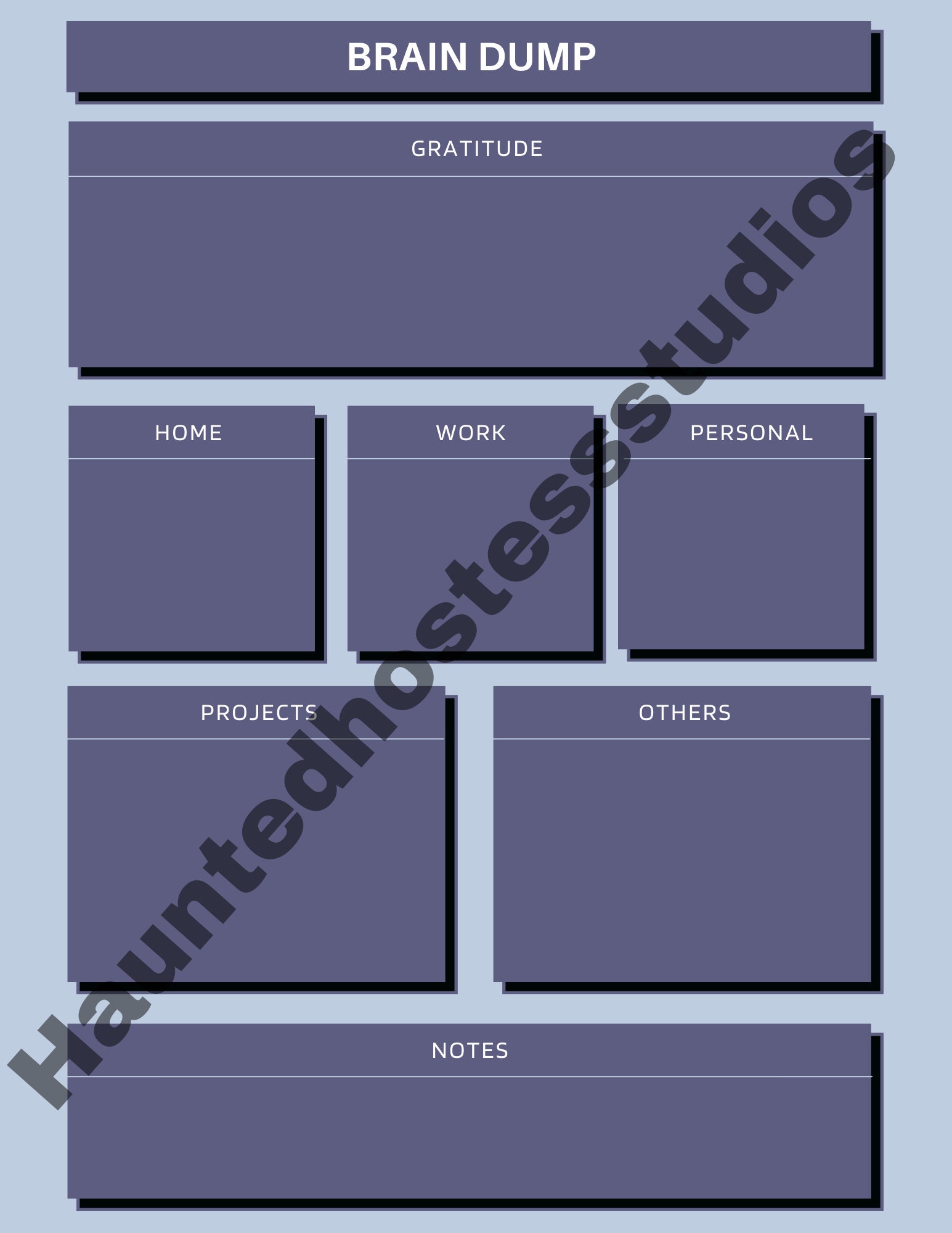 Blue Mindful Brain Dump Page - Printable Digital Download for Organized ...