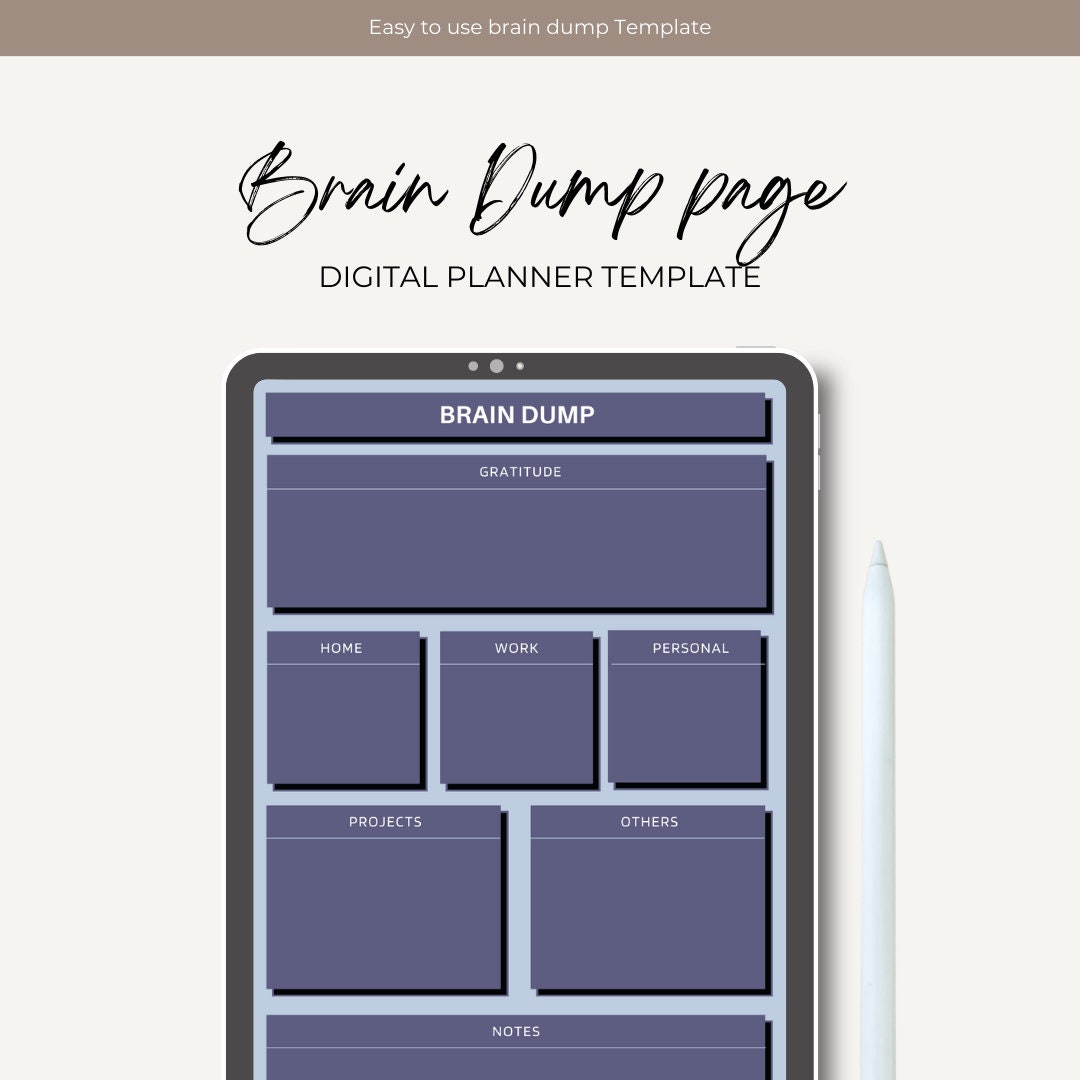 Blue Mindful Brain Dump Page - Printable Digital Download for Organized ...