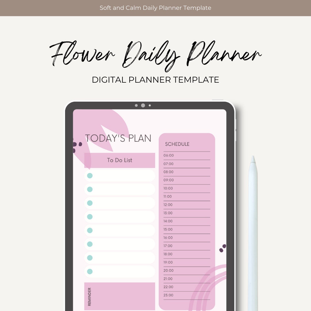 Pink Floral Delight Daily Planner Page - Printable Flower Themed ...