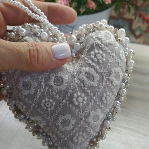 Heart made of fabric, heart handmade, heart pendant on the door, heart home decor, heart vintage