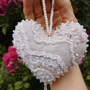 Heart made of fabric, heart handmade, heart pendant on the door, heart home decor, heart vintage