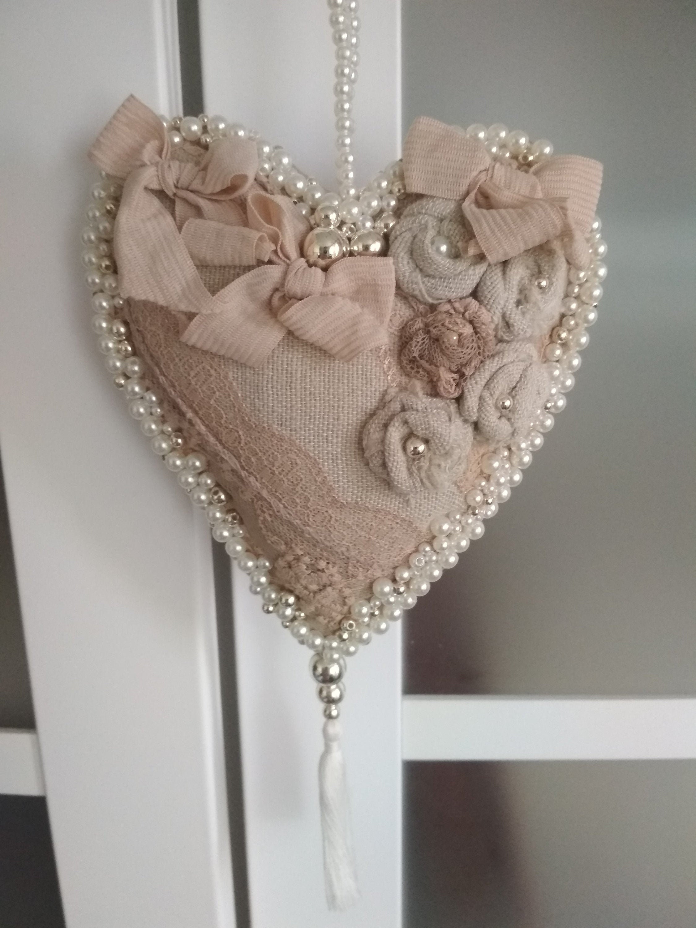 Handmade fabric hanging heart heart handmade heart pendant Etsy