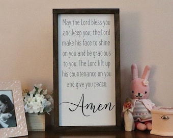 Wood Sign for Baby, Blessing Sign, May the Lord Bless You and Keep You, Christian Blessing, Christian Nursery Sign, Christian Sign for Baby