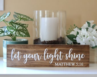 Nursery Bible Verse Sign, Unframed Let Your Light Shine, Scripture Farmhouse Sign, Matthew 5 16, Christian Farmhouse Decor
