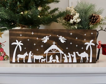 Nativity Sign, Religious Christmas Sign, Nativity Set, Christmas Nativity Sign, Manger Scene, Wood Nativity, Birth of Jesus, Mary and Joseph