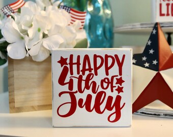 Fourth of July Signs, Tier Tray Patriotic, Happy Fourth of July, US Flag Heart, Oh My Stars, Sweet Land of Liberty, Mini Patriotic Signs