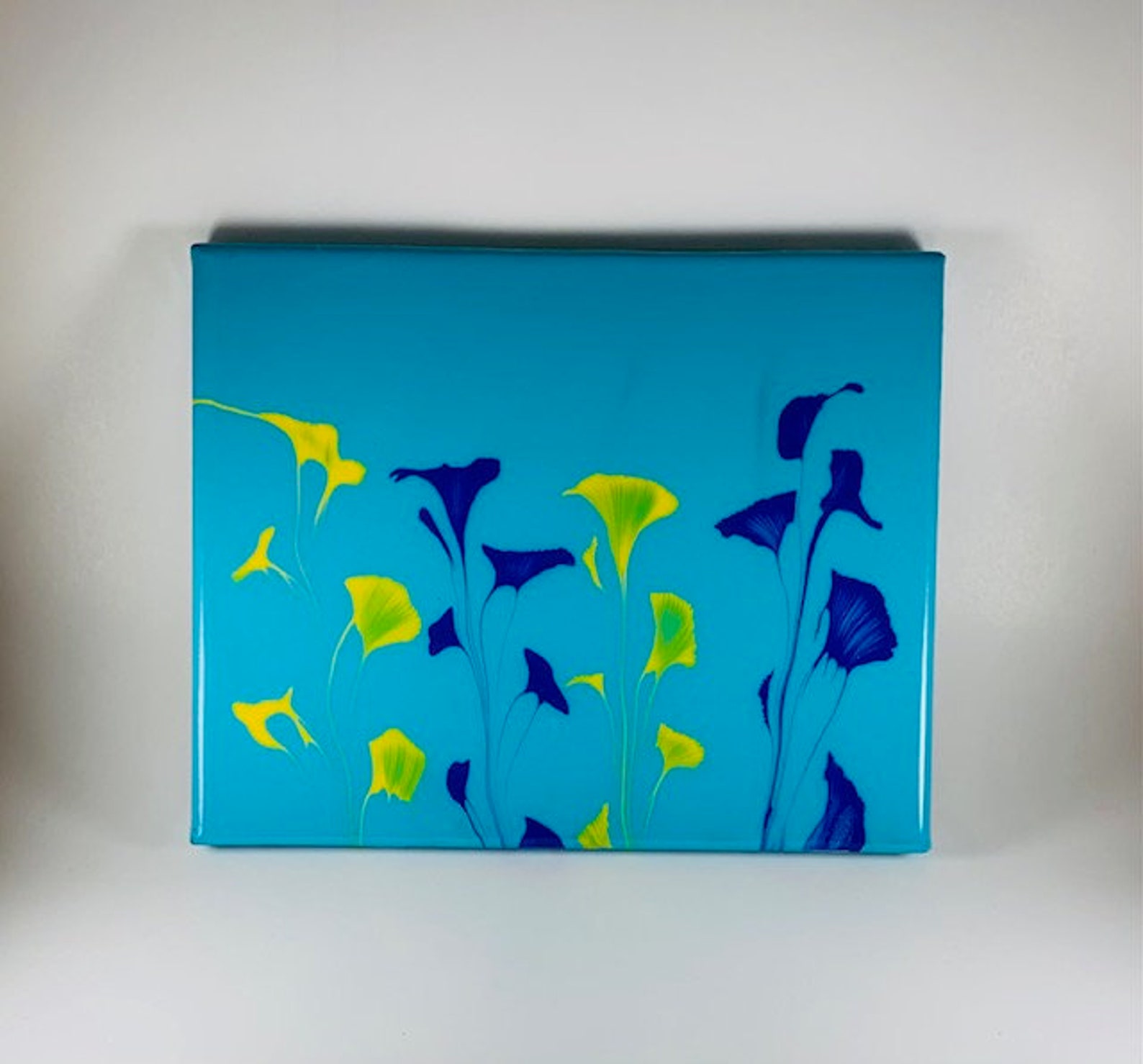 10Flower String Pull Acrylic Pour Painting Abstract Etsy