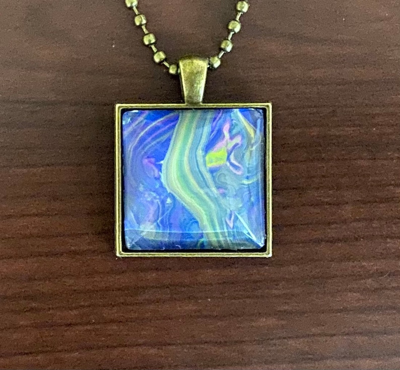 Brass Pendant Abstract Art Necklace 1 Square