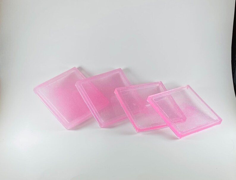 Set off 4-4\u201d Cherry Blossom Glitter Resin Coasters