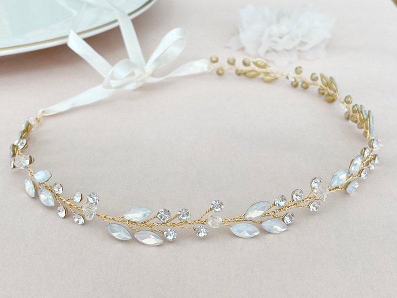 Braut Haarranke, Haarrebe, filigraner Haardraht mit Strass, Glitzer, gold, Brautschmuck für deine Hochzeit, Brautjungfer, Brauthaarschmuck Bild 8