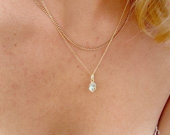 Collier avec pendentif bleu aigue-marine cadeau meilleur ami chaîne de pierres précieuses plaqué or cadeau de Saint-Valentin petite amie bijoux maman