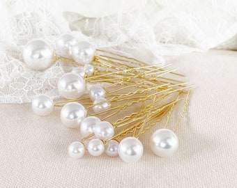 Pearl jewelry gold bridal hairstyle, hair pins, hairpins, pearl hair, pearl comb set, bridal jewelry, wedding, bride gift, hair jewelry