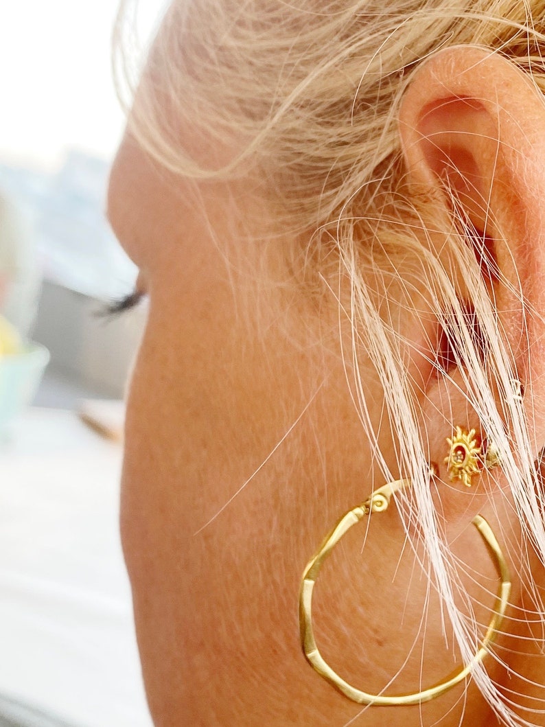 Sun stud earrings silver gold plated stud earrings with sun blue glitter stone sun earrings sun earrings gift jewelry idea girlfriend image 8