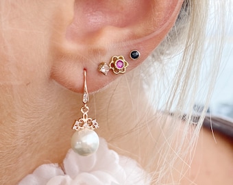 Pendientes de perlas de joyería nupcial de oro rosa pendientes de perlas de joyería nupcial para la novia boda madre de la novia dama de honor
