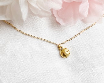 Collana coccinella per bambini, collana dolce, collana per bambini, prima collana, riempimento in oro, scuola di Natale, cono, compleanno, ragazza, fatina dei denti