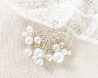 Bijoux perles coiffure mariée argent, épingles à cheveux, épingles à cheveux, perles, ensemble peigne perles, bijoux mariée, mariage, idée cadeau mariée, bijoux cheveux