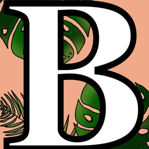 Custom Hand Drawn Palm Leaf Letter Art Digital Print PDF+JPEG