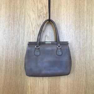 Elegant evening bag tote bag from the Goldpfeil brand made of brown leather from the 1960s vintage