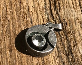 Pendant KL Sten & Laine Finland 925 silver with faceted rock crystal Modernist