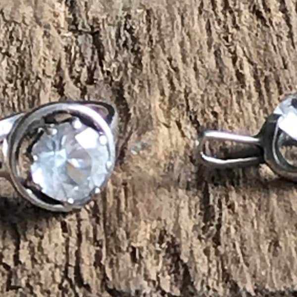 Ring silver 925 Christian Neusser Pforzheim CNP polished rock crystal with pendant 835 Modernist
